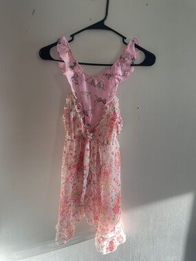 Victoria secret babydoll pink Floral slip dress with unmatched underwear